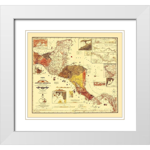 Honduras Guatemala Nicaragua - Dilbryado 1862 White Modern Wood Framed Art Print with Double Matting by Dilbryado