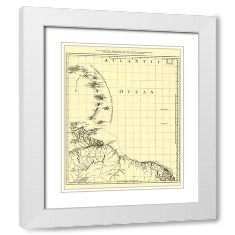 Caribbean Islands Guyana - Jefferys 1775 White Modern Wood Framed Art Print with Double Matting by Jefferys