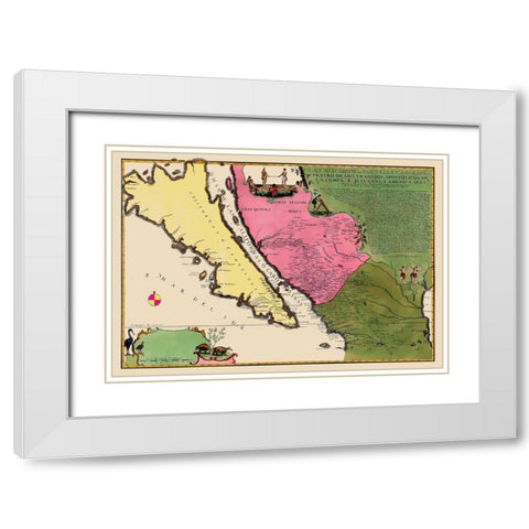 North America California Island - De Fer 1720 White Modern Wood Framed Art Print with Double Matting by De Fer