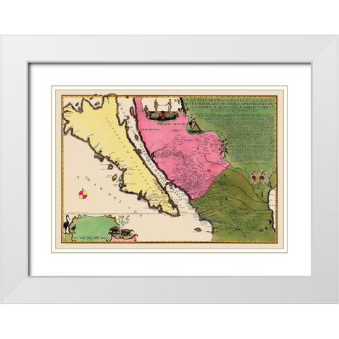North America California Island - De Fer 1720 White Modern Wood Framed Art Print with Double Matting by De Fer