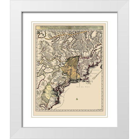 Northeastern Coast North America - Visscher 1745 White Modern Wood Framed Art Print with Double Matting by Visscher