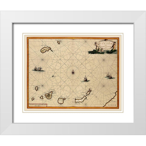 Canary Islands Spain - Ogilby 1667 White Modern Wood Framed Art Print with Double Matting by Ogilby