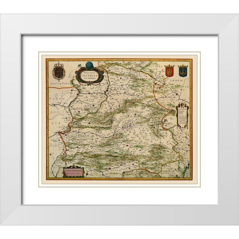 Castile Spain Iberian Peninsula - Blaeu 1635 White Modern Wood Framed Art Print with Double Matting by Blaeu