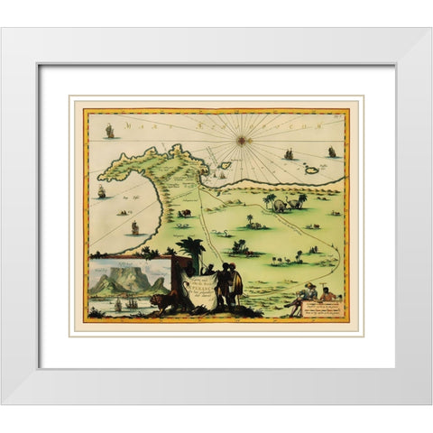 Cape of Good Hope South Africa - Nieuhoff 1682 White Modern Wood Framed Art Print with Double Matting by Nieuhoff