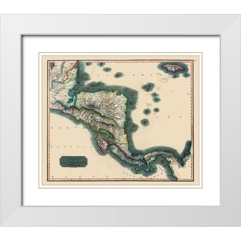 Honduras Guatemala Nicaragua - Baldwin 1816 White Modern Wood Framed Art Print with Double Matting by Baldwin