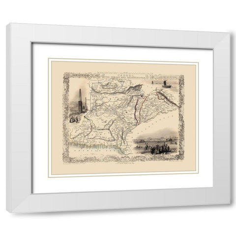 Asia Afghanistan Iran Pakistan - Tallis 1851 White Modern Wood Framed Art Print with Double Matting by Tallis