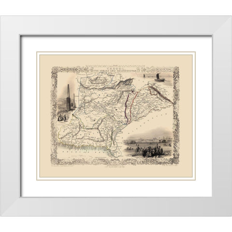 Asia Afghanistan Iran Pakistan - Tallis 1851 White Modern Wood Framed Art Print with Double Matting by Tallis