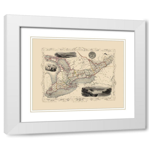 Great Lakes Canada - Tallis 1851 White Modern Wood Framed Art Print with Double Matting by Tallis
