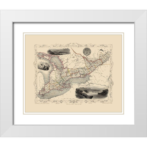 Great Lakes Canada - Tallis 1851 White Modern Wood Framed Art Print with Double Matting by Tallis