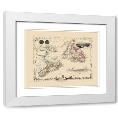 Nova Scotia Newfoundland Canada - Tallis 1851 White Modern Wood Framed Art Print with Double Matting by Tallis