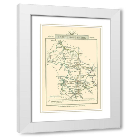 Cambridgeshire County England - Cary 1792 White Modern Wood Framed Art Print with Double Matting by Cary