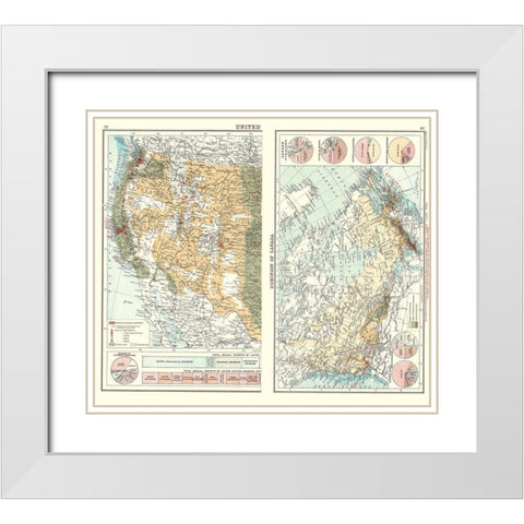 Commerce Charts Canada Western United States White Modern Wood Framed Art Print with Double Matting by Newnes