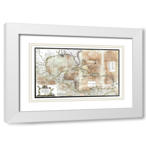 Caribbean Sea Honduras Costa Rica - Speer 1774 White Modern Wood Framed Art Print with Double Matting by Speer