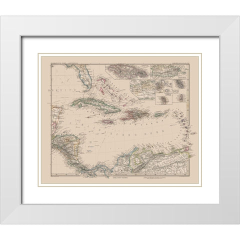 Caribbean Venezuela Columbia Costa Rica Nicaragua White Modern Wood Framed Art Print with Double Matting by Stieler