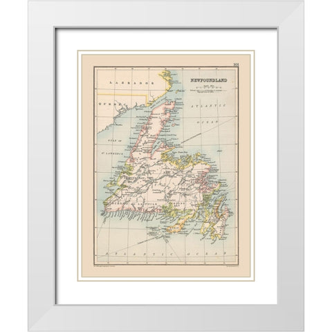 Newfoundland Canada - Bartholomew 1892 White Modern Wood Framed Art Print with Double Matting by Bartholomew