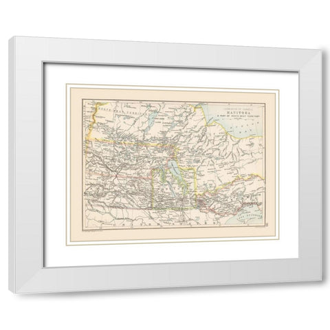 Manitoba Canada - Bartholomew 1892 White Modern Wood Framed Art Print with Double Matting by Bartholomew