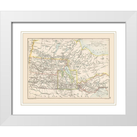 Manitoba Canada - Bartholomew 1892 White Modern Wood Framed Art Print with Double Matting by Bartholomew