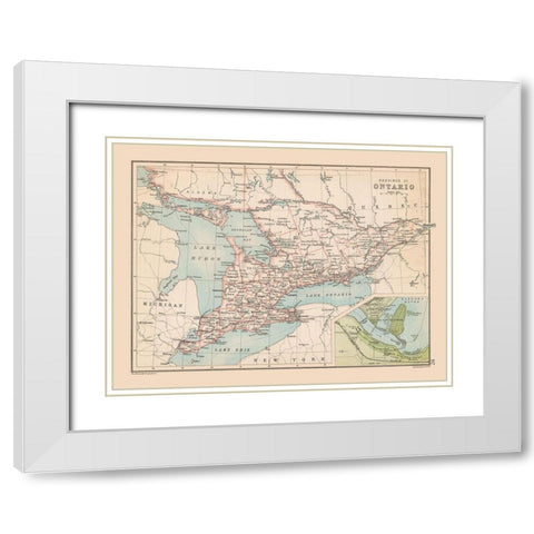 Ontario Canada - Bartholomew 1892 White Modern Wood Framed Art Print with Double Matting by Bartholomew