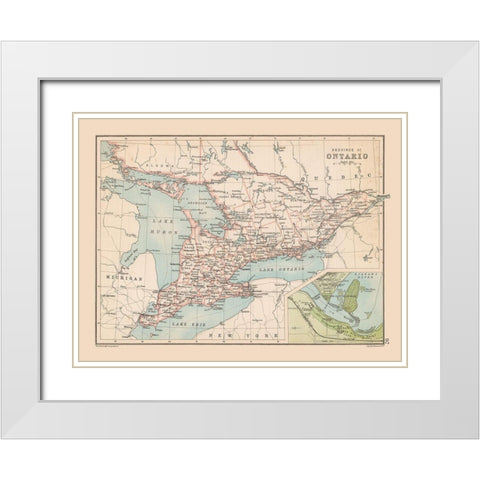 Ontario Canada - Bartholomew 1892 White Modern Wood Framed Art Print with Double Matting by Bartholomew