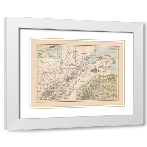 Quebec Canada - Bartholomew 1892 White Modern Wood Framed Art Print with Double Matting by Bartholomew