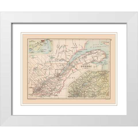 Quebec Canada - Bartholomew 1892 White Modern Wood Framed Art Print with Double Matting by Bartholomew