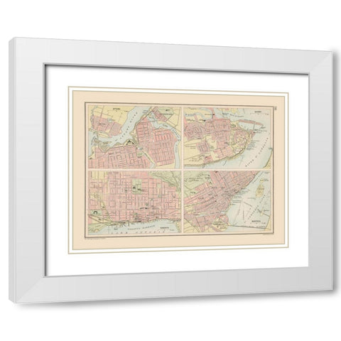 Canadian Cities - Bartholomew 1892 White Modern Wood Framed Art Print with Double Matting by Bartholomew