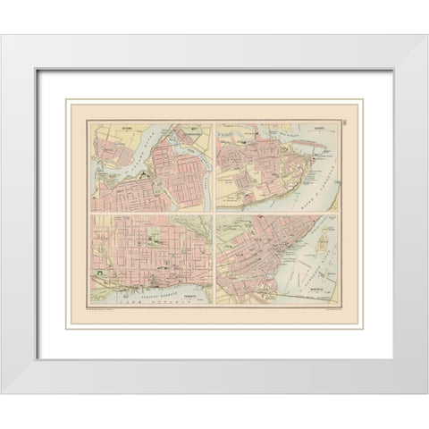 Canadian Cities - Bartholomew 1892 White Modern Wood Framed Art Print with Double Matting by Bartholomew