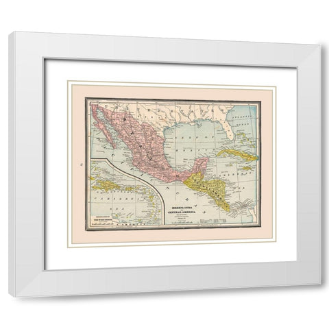Mexico Guatemala Honduras Nicaragua Costa Rica White Modern Wood Framed Art Print with Double Matting by Cram