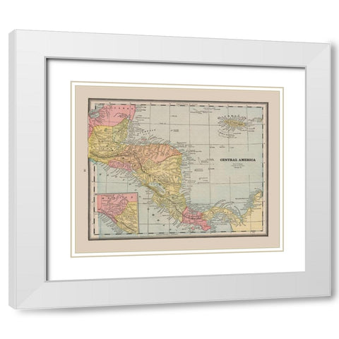 Honduras Guatemala Nicaragua Costa Rica Panama White Modern Wood Framed Art Print with Double Matting by Cram