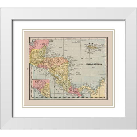 Honduras Guatemala Nicaragua Costa Rica Panama White Modern Wood Framed Art Print with Double Matting by Cram