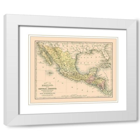 Central America Mexico - Mitchell 1869 White Modern Wood Framed Art Print with Double Matting by Mitchell