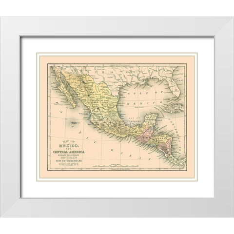 Central America Mexico - Mitchell 1869 White Modern Wood Framed Art Print with Double Matting by Mitchell