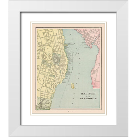 Halifax Dartmouth Canada - Cram 1892 White Modern Wood Framed Art Print with Double Matting by Cram