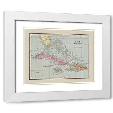 Central America Cuba Bahama Islands - Cram 1892 White Modern Wood Framed Art Print with Double Matting by Cram