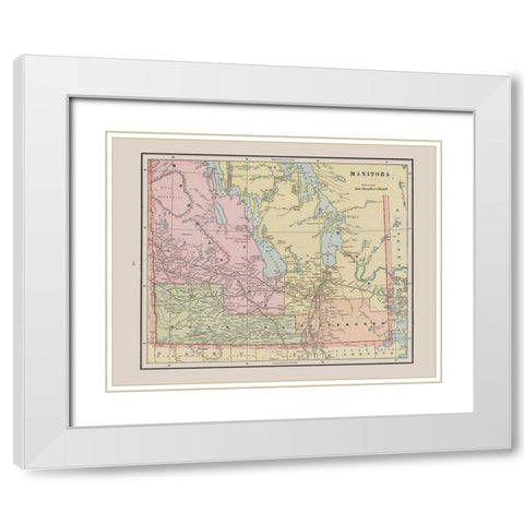 Manitoba Canada - Cram 1892 White Modern Wood Framed Art Print with Double Matting by Cram