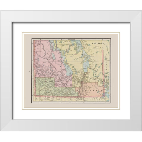 Manitoba Canada - Cram 1892 White Modern Wood Framed Art Print with Double Matting by Cram