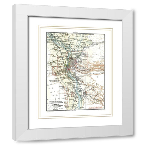 Africa Cairo Regions Egypt - Baedeker 1913 White Modern Wood Framed Art Print with Double Matting by Baedeker