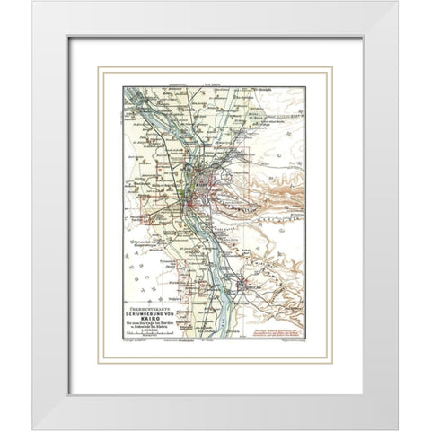 Africa Cairo Regions Egypt - Baedeker 1913 White Modern Wood Framed Art Print with Double Matting by Baedeker