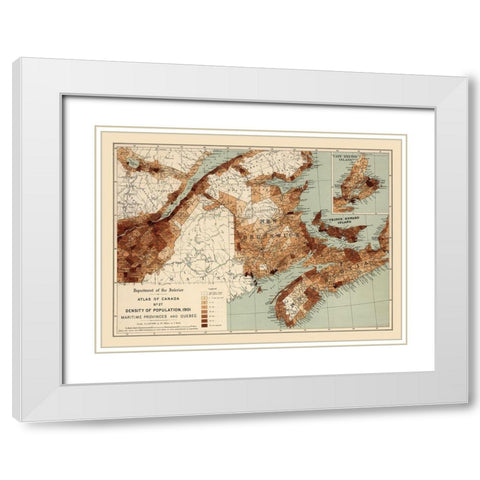 Maritime Provinces Quebec Canada 1901 - White 1906 White Modern Wood Framed Art Print with Double Matting by White