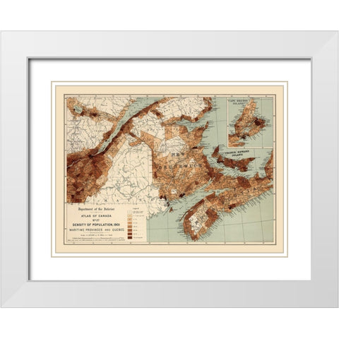 Maritime Provinces Quebec Canada 1901 - White 1906 White Modern Wood Framed Art Print with Double Matting by White