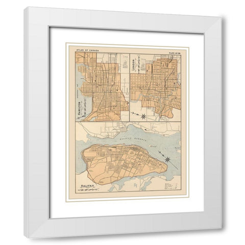 Hamilton London Halifax Canada - White 1906 White Modern Wood Framed Art Print with Double Matting by White
