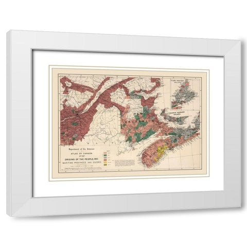 Maritime Provinces Quebec Canada 1901 - White 1906 White Modern Wood Framed Art Print with Double Matting by White