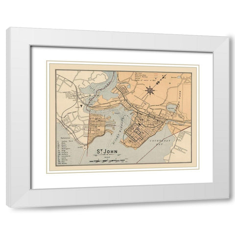 St John New Brunswick Canada - White 1906 White Modern Wood Framed Art Print with Double Matting by White