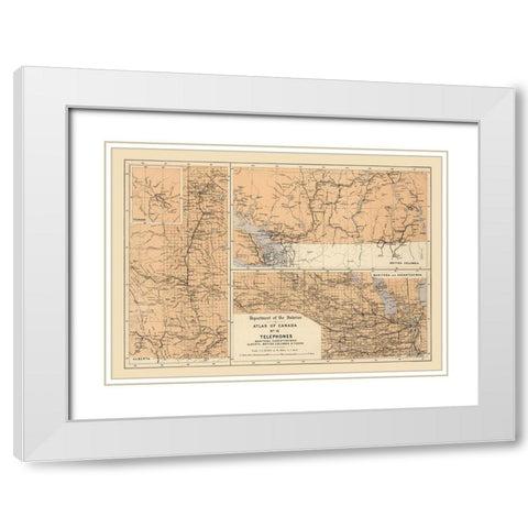 Telephones Canada - White 1906 White Modern Wood Framed Art Print with Double Matting by White