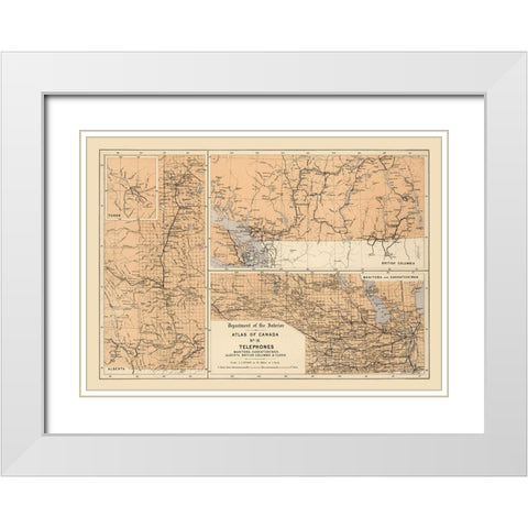 Telephones Canada - White 1906 White Modern Wood Framed Art Print with Double Matting by White