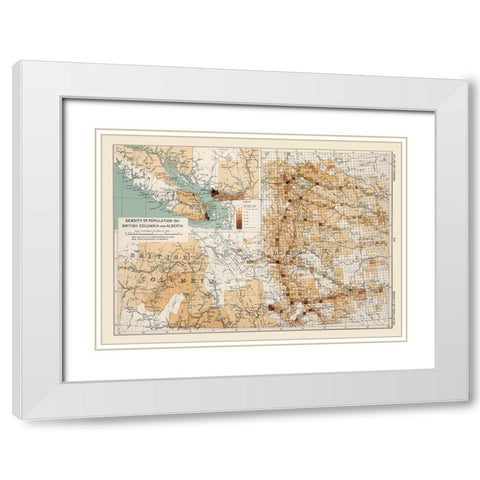 Alberta Canada 1911 British Columbia White Modern Wood Framed Art Print with Double Matting by Chalifour