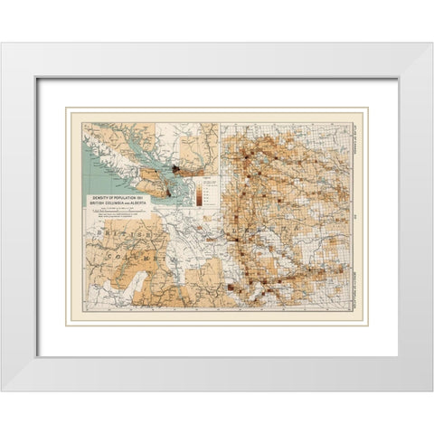 Alberta Canada 1911 British Columbia White Modern Wood Framed Art Print with Double Matting by Chalifour