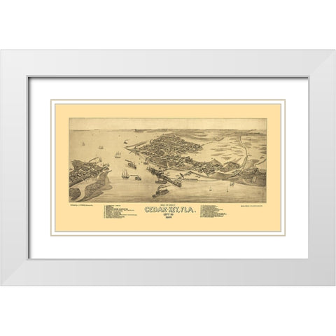 Cedar Key Florida - Beck 1885 White Modern Wood Framed Art Print with Double Matting by Beck