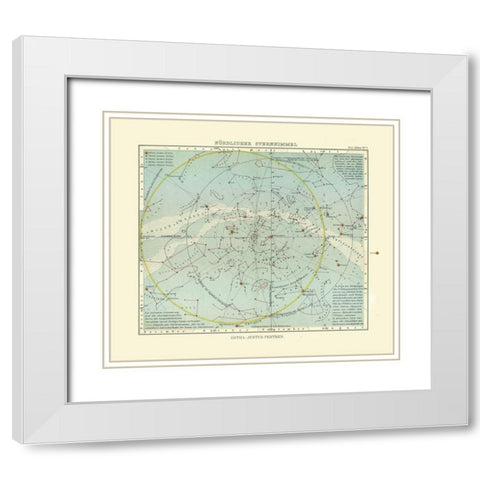 Celestial North Pole - Perthes 1914 White Modern Wood Framed Art Print with Double Matting by Perthes