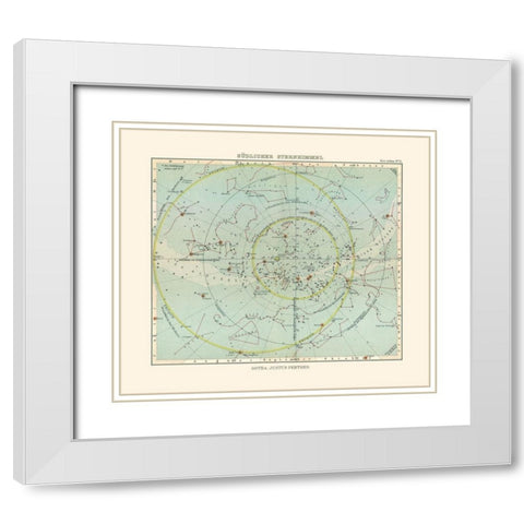 Celestial South Pole - Perthes 1914 White Modern Wood Framed Art Print with Double Matting by Perthes